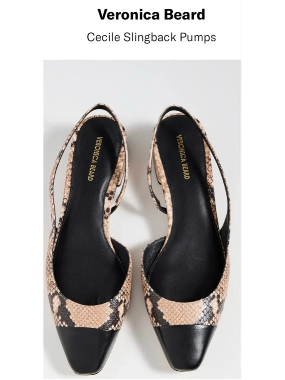 New Veronica Beard Cecile Slingback Pumps 7.5 Beige Black